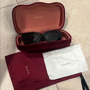 Gucci Black Sunglasses with Burgundy Case